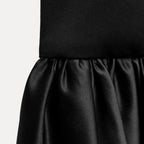 Jersey and Satin Drop Waist Black Vest Dress