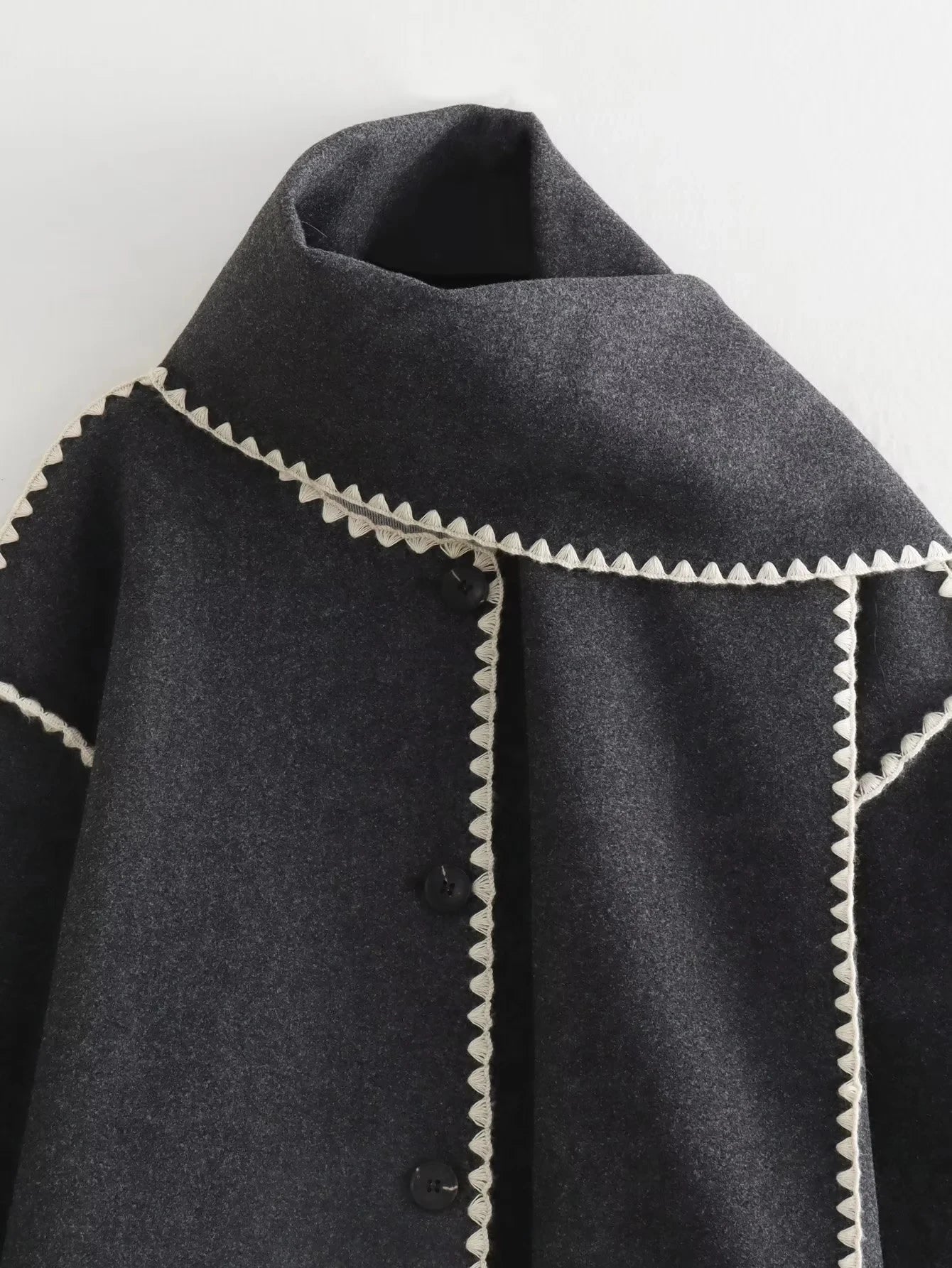 Scarf Coat With Trims