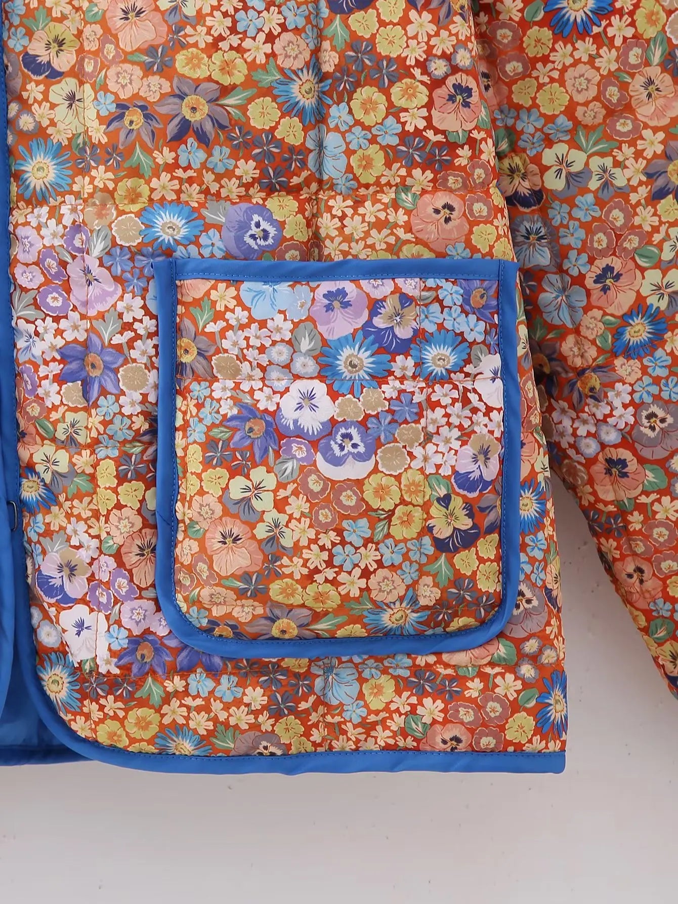 Quilted Orange Patchwork Print Boho Jacket