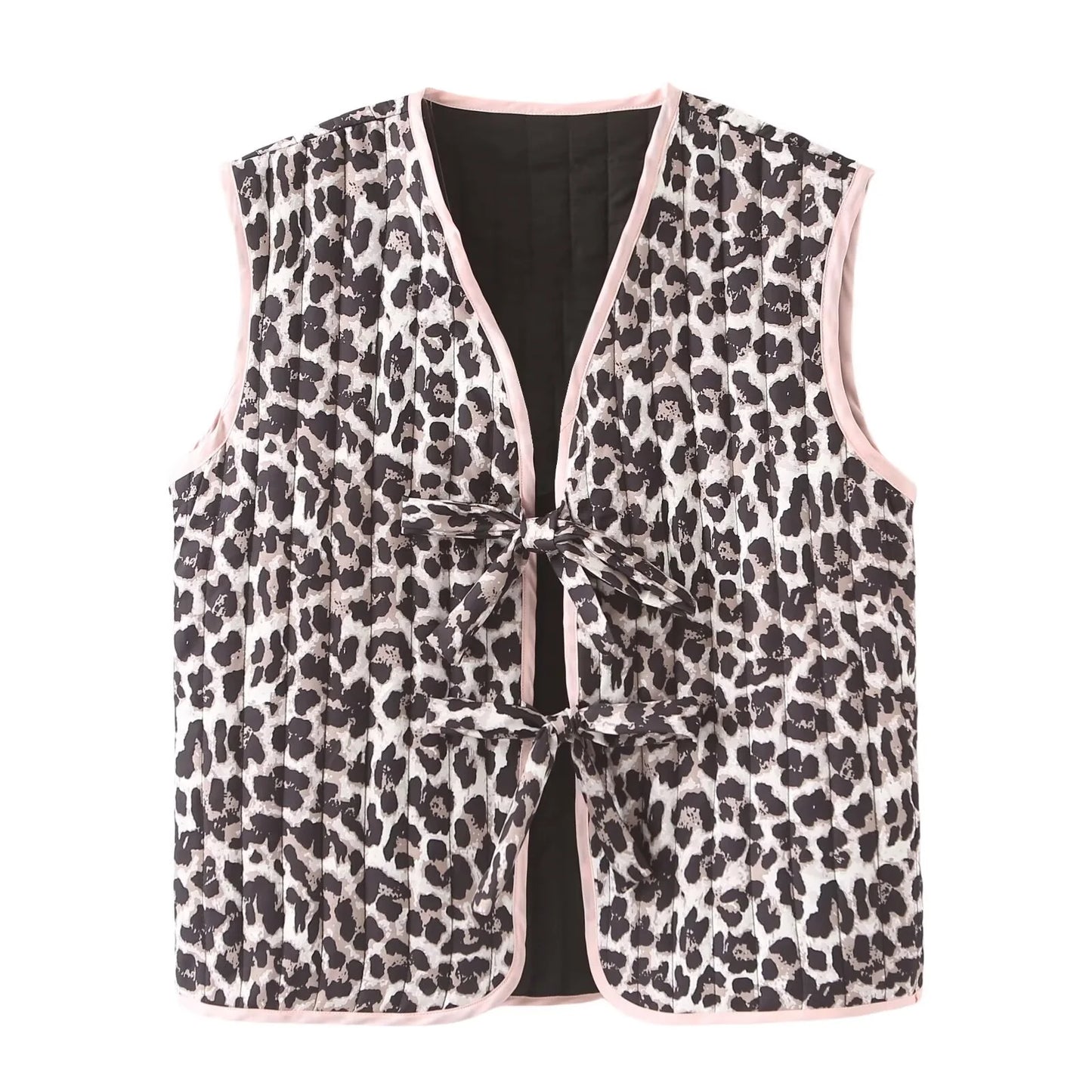 Pink & Leopard Print Gilet with Ties