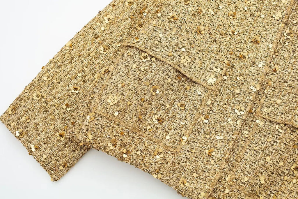 Gold Sequins Bomber Jacket