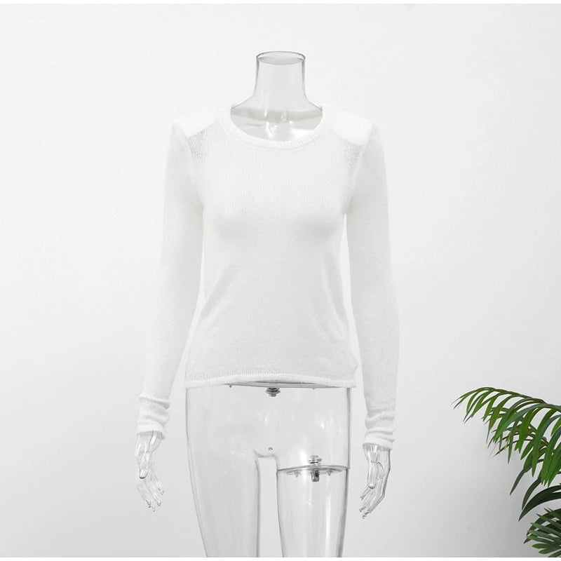 See Through Shoulder Padded Sweater