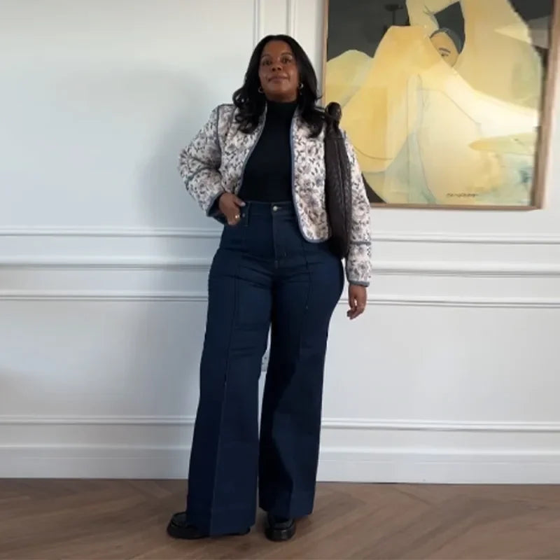 Blue Boho Reversible Paisley Cropped Jacket