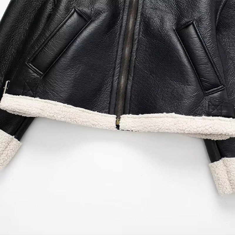 Faux Shearling Cropped Coat