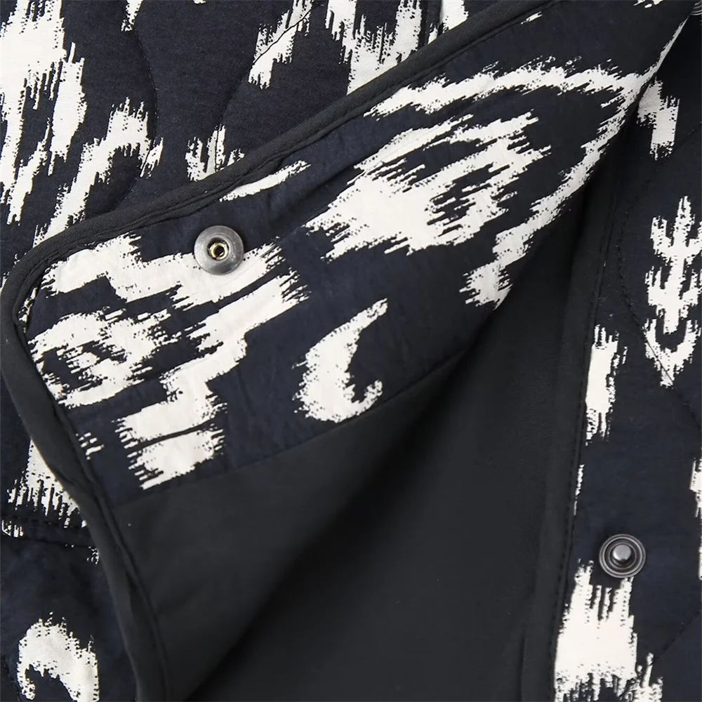 Black Print Quilted Boho Jacket