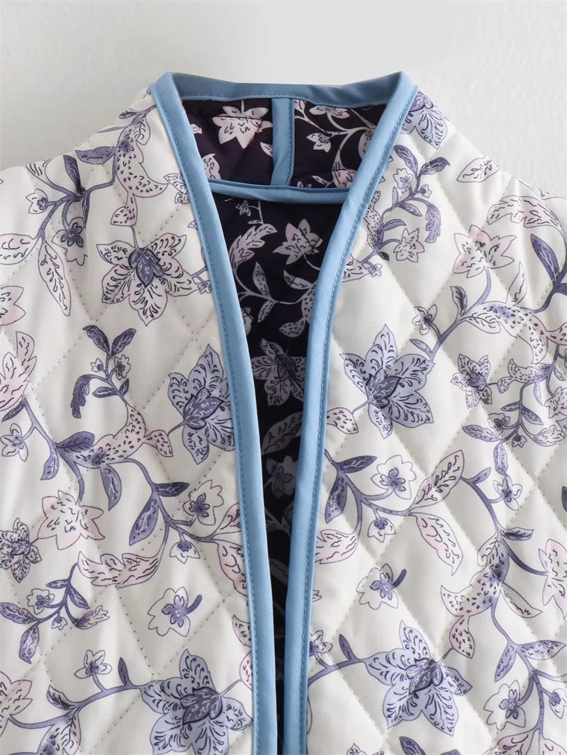 Blue Boho Reversible Paisley Cropped Jacket