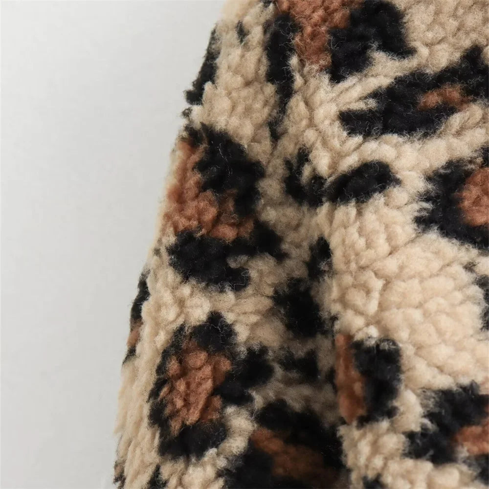 Fleece Leopard Print Jacket with Corduroy Trims – The Style Manager