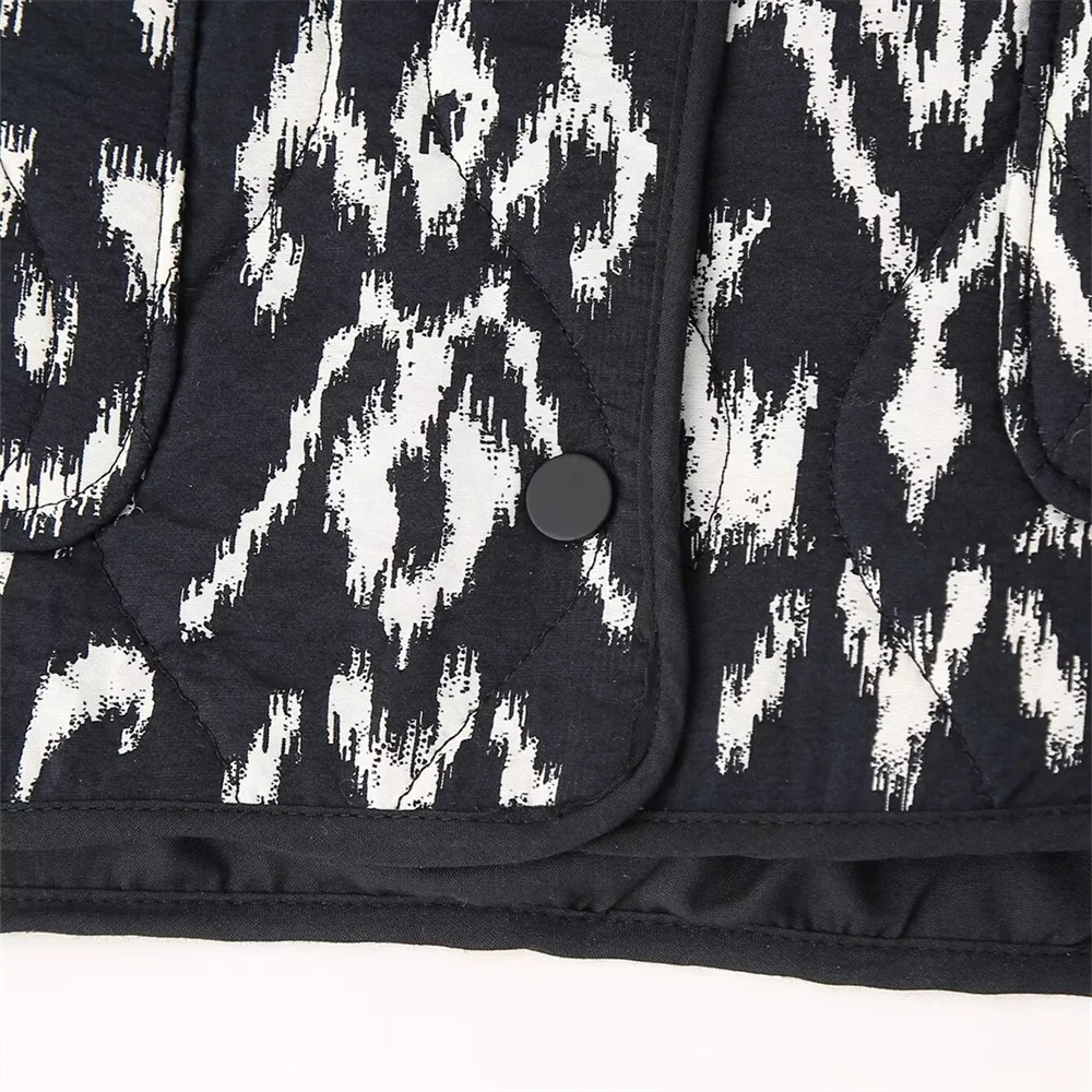 Black Print Quilted Boho Jacket