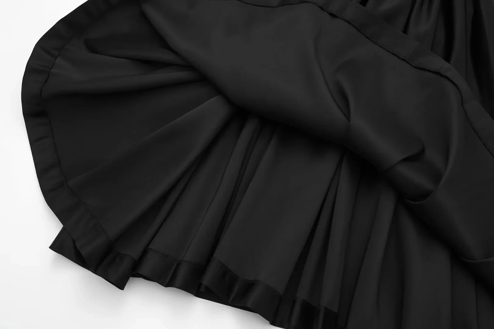 Jersey and Satin Drop Waist Black Vest Dress