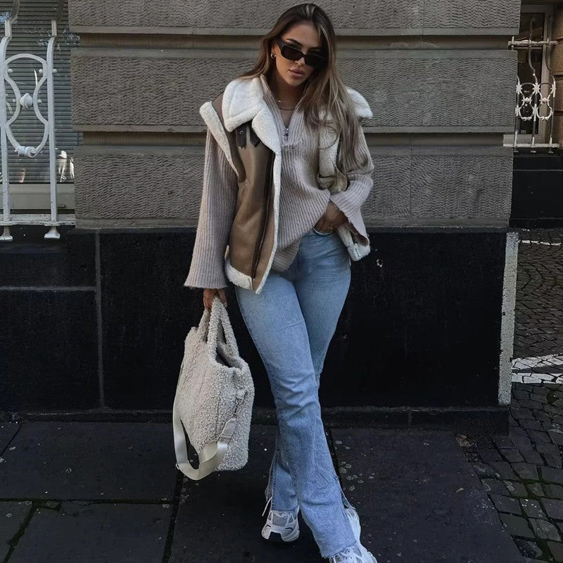 Faux Suede Fur Gilet Aviator Waistcoat