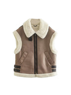 Faux Suede Fur Gilet Aviator Waistcoat