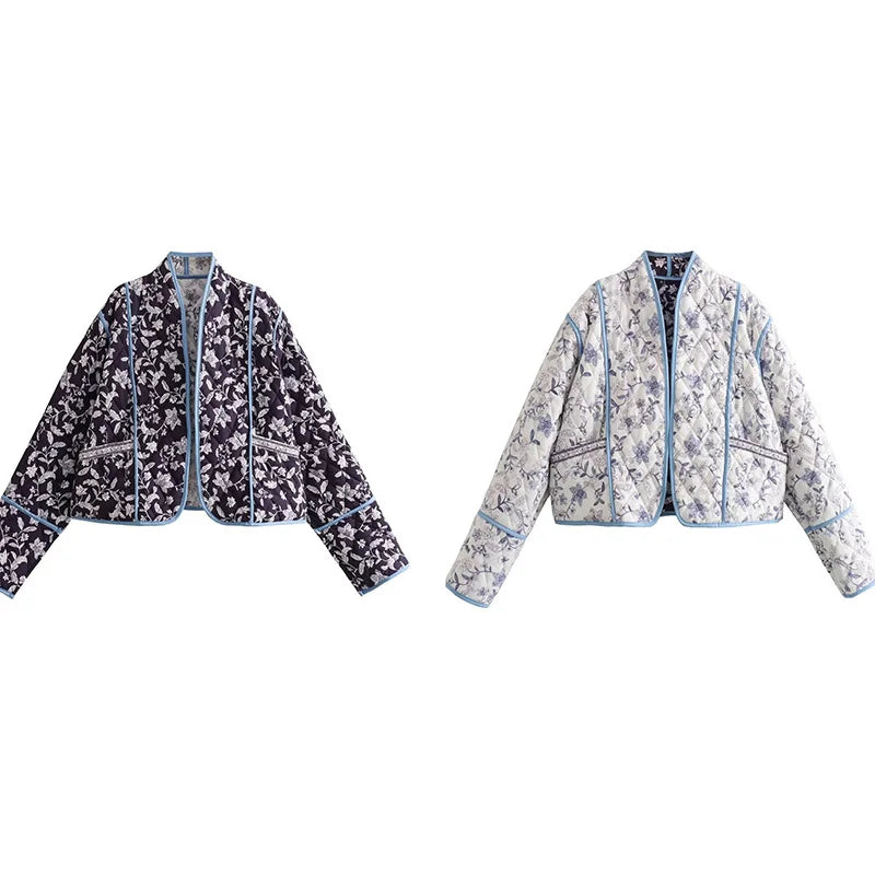 Blue Boho Reversible Paisley Cropped Jacket