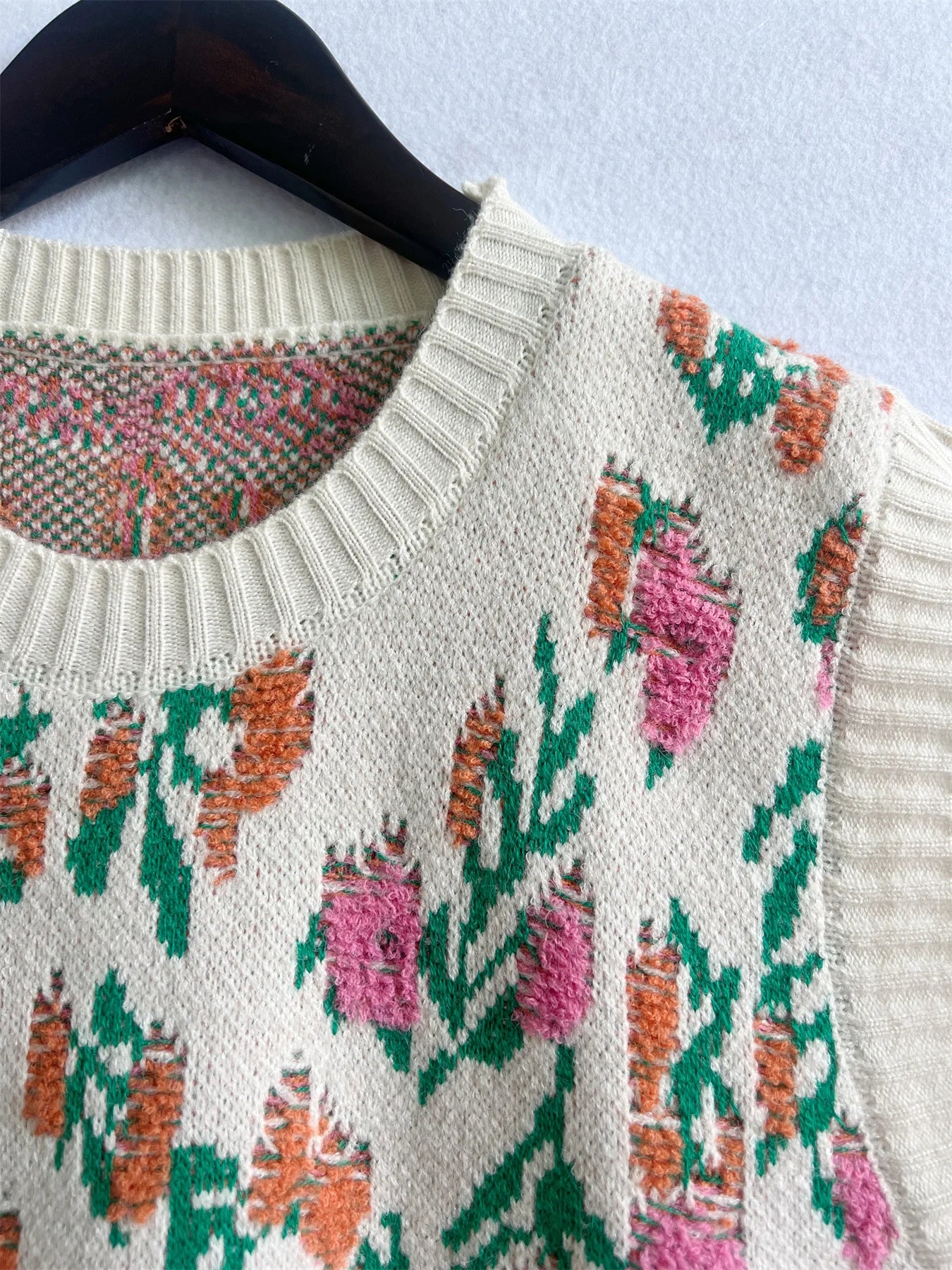 Jacquard-Knitted Oversized Sweater Vest