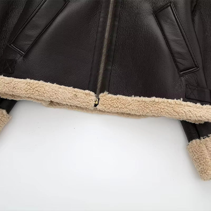 Faux Shearling Cropped Coat