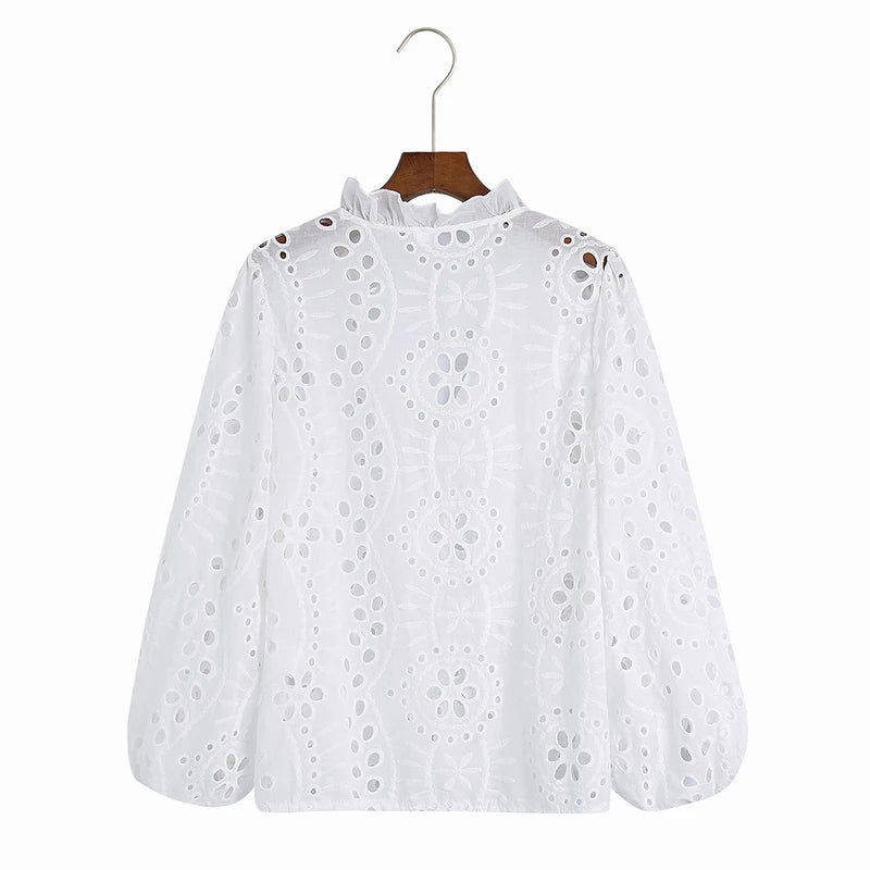 Broderie Anglaise Balloon Sleeves Blouse