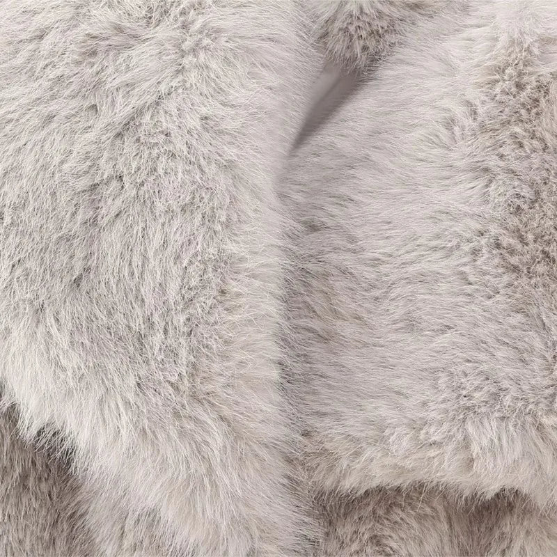 Faux Fur Long Hair Single-Breasted Short Jacket