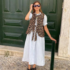 Leopard Print Gilet with Ties