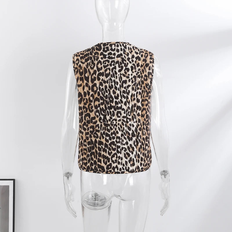 Leopard Print Gilet with Ties
