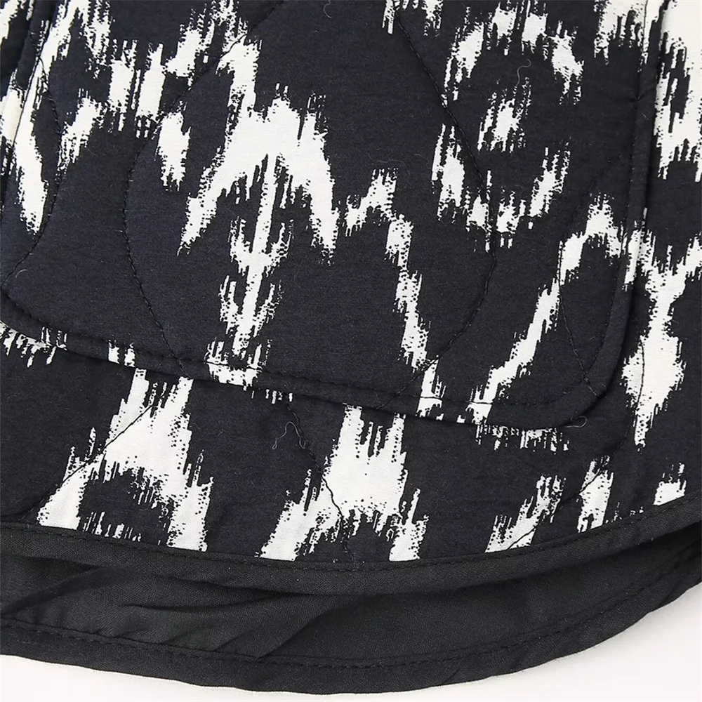 Black Print Quilted Boho Jacket