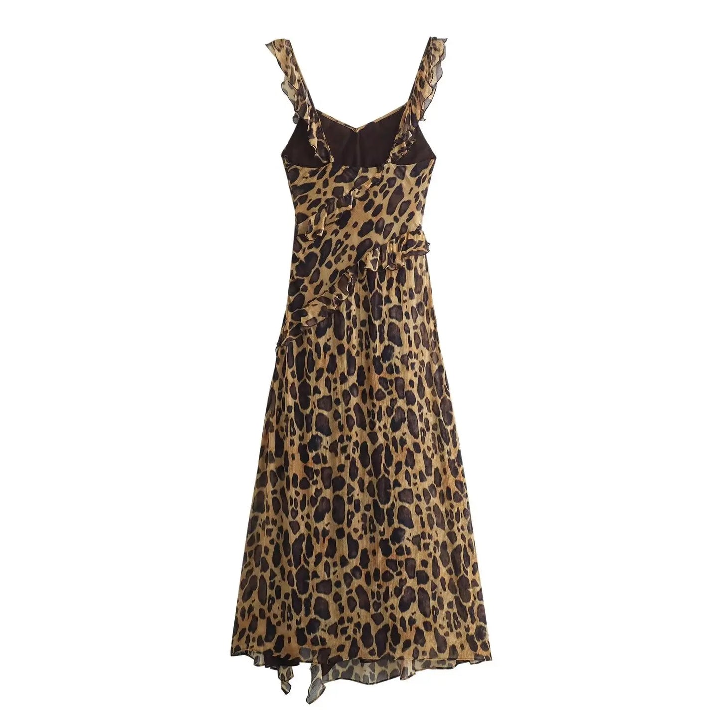 Ruffled Animal Print Long Dress