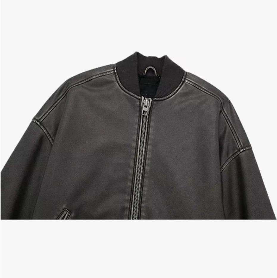 Faux Leather Bomber Jacket