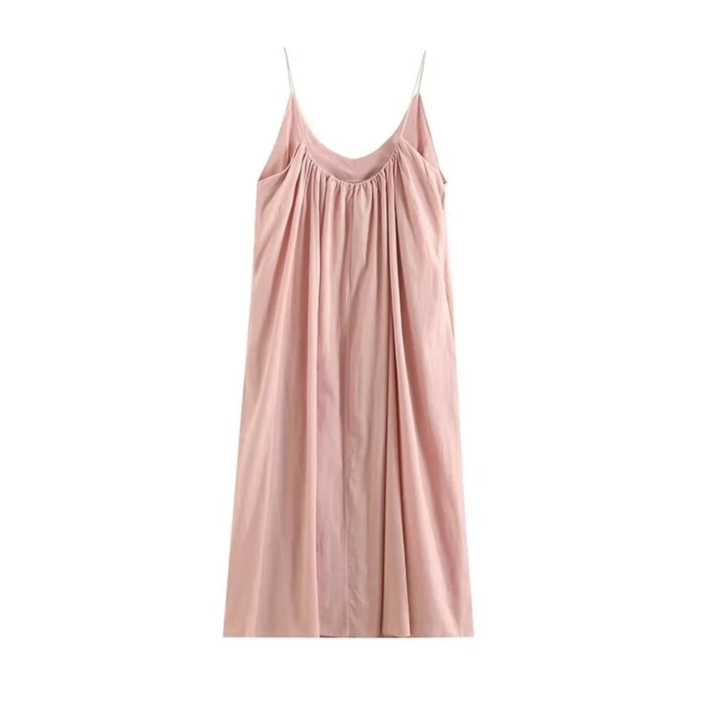 Pink Low Back Summer Beach Maxi Dress