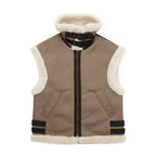 Faux Suede Fur Gilet Aviator Waistcoat