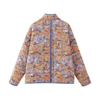 Quilted Orange Patchwork Print Boho Jacket