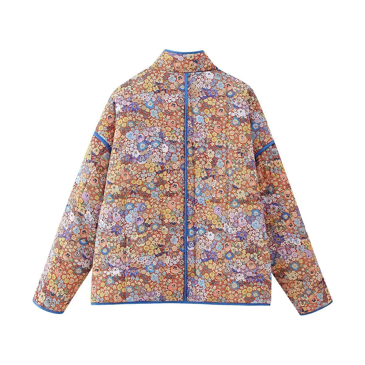 Quilted Orange Patchwork Print Boho Jacket