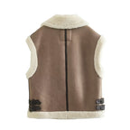 Faux Suede Fur Gilet Aviator Waistcoat