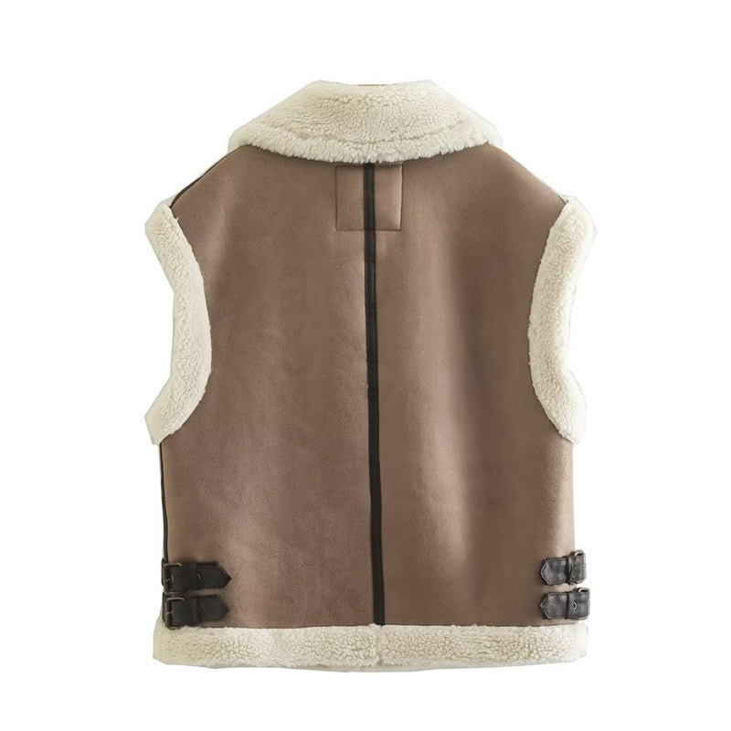Faux Suede Fur Gilet Aviator Waistcoat