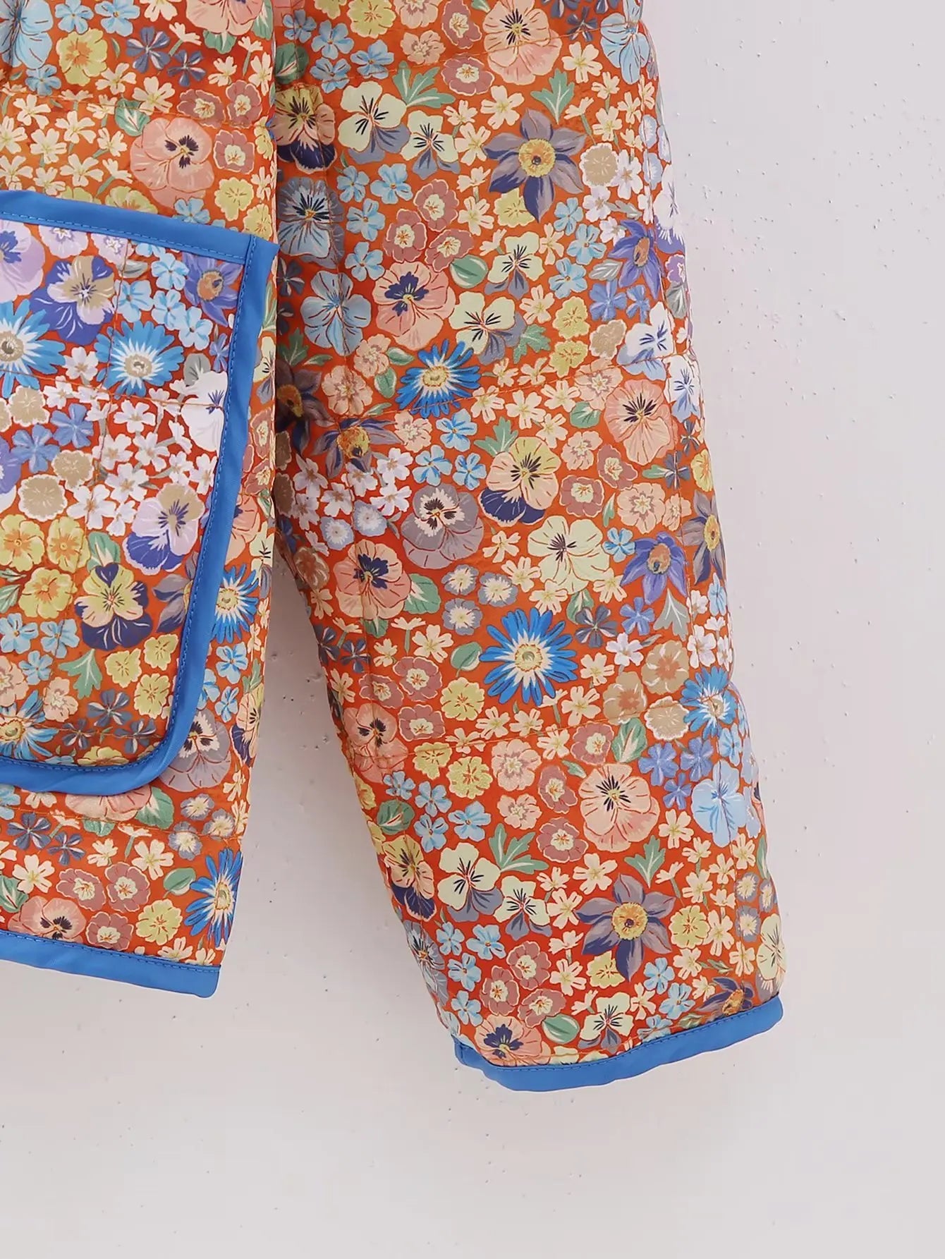 Quilted Orange Patchwork Print Boho Jacket