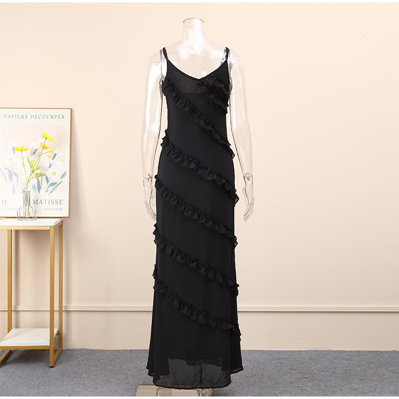 Ruffles Chiffon Long Dress