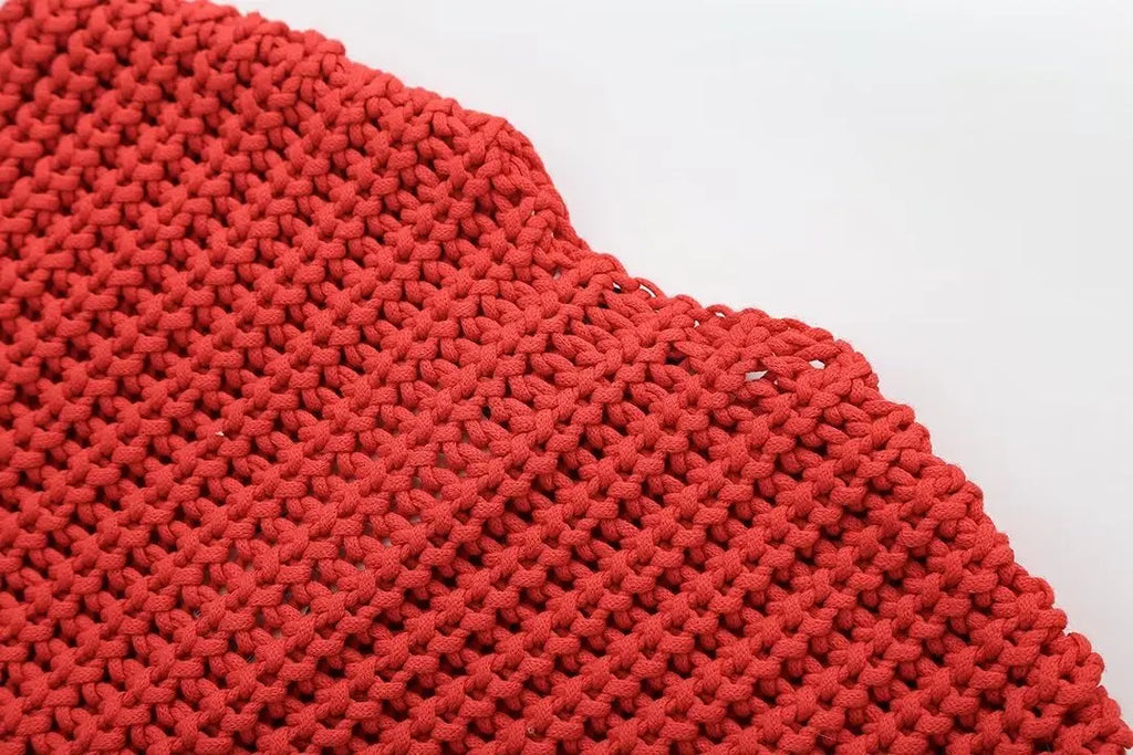 Red Knit Gilet with Gold Buttons