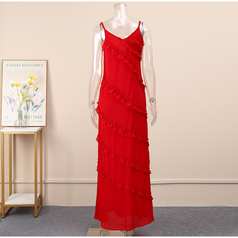 Ruffles Chiffon Long Dress