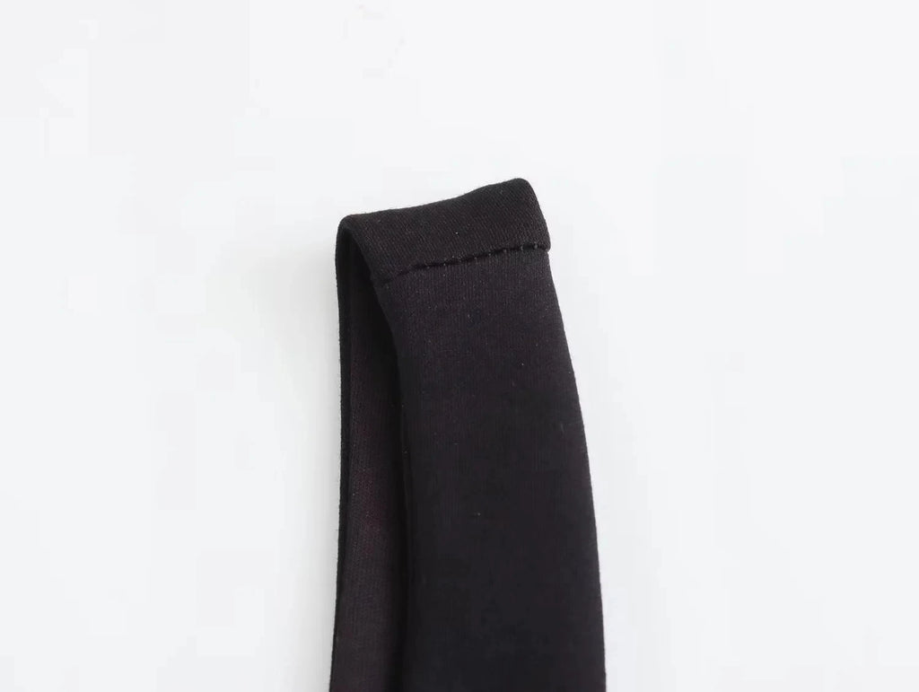 Jersey and Satin Drop Waist Black Vest Dress