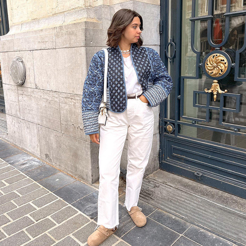 Reversible Quilted Patchwork Oversized Cropped Boho Jacket