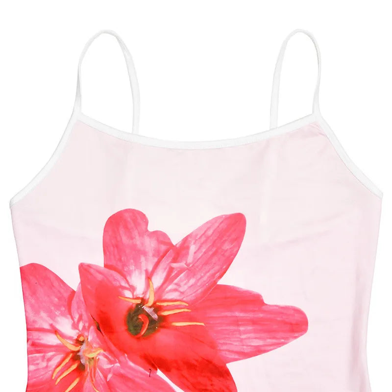 Flowers Print Slip Midi Dress