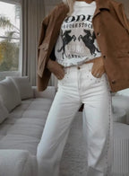White Jeans with Studs the style manager
