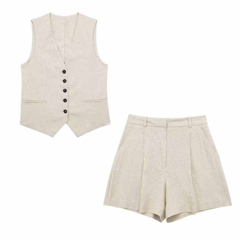 Casual Linen Shorts Waistcoat The Style Manager