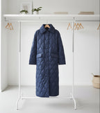 Collared Navy Quilted Coat