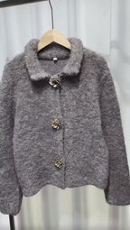Collared Cardigan with Embellished Buttons