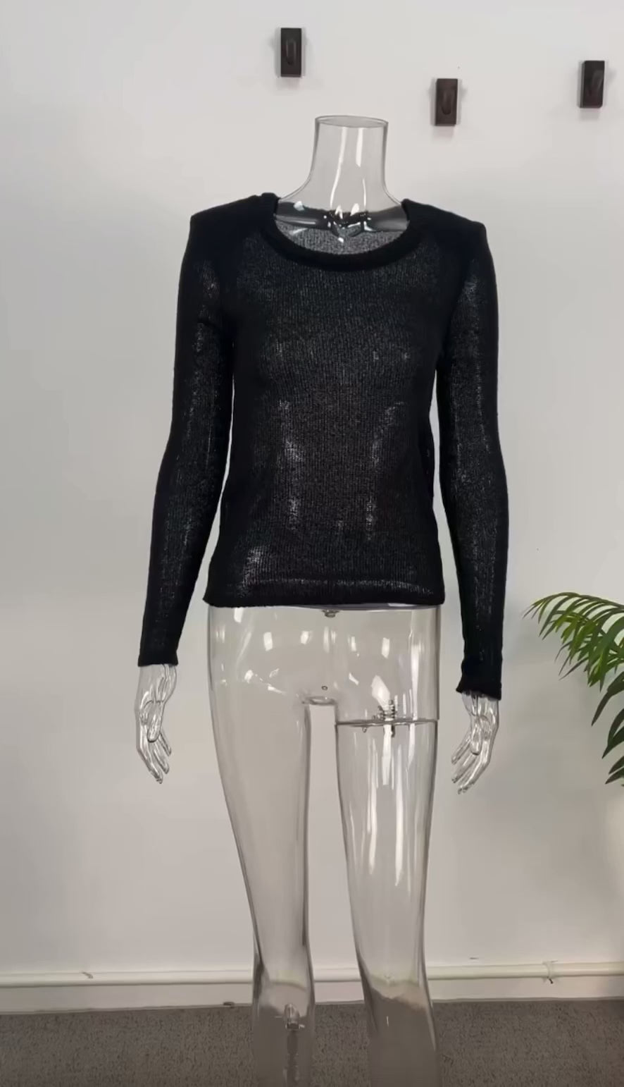 See Through Shoulder Padded Sweater