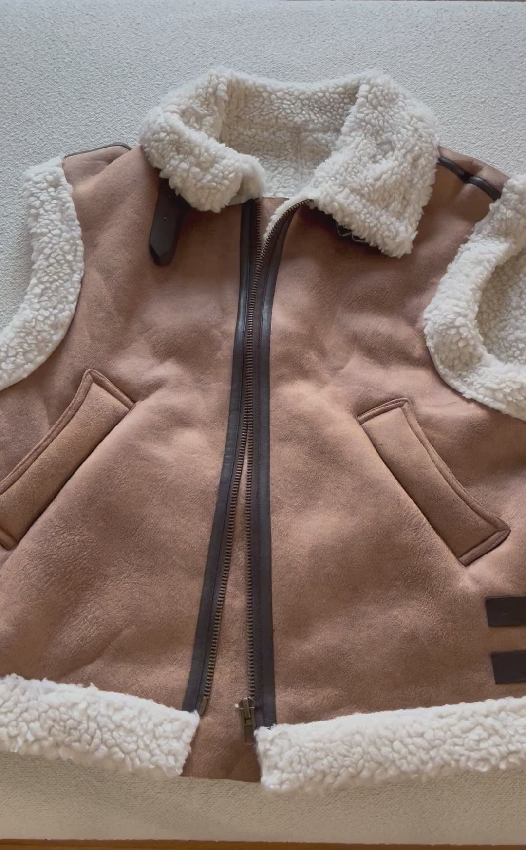 Faux Suede Fur Gilet Aviator Waistcoat