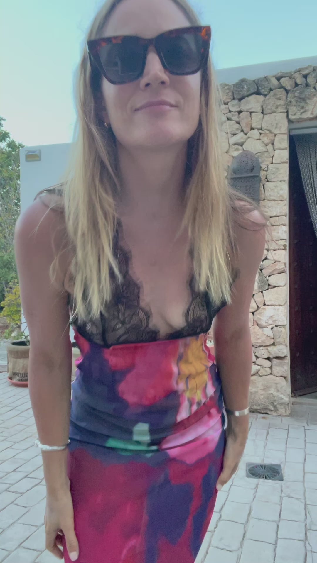 Floral Lace Tie Dye Long Slip Dress