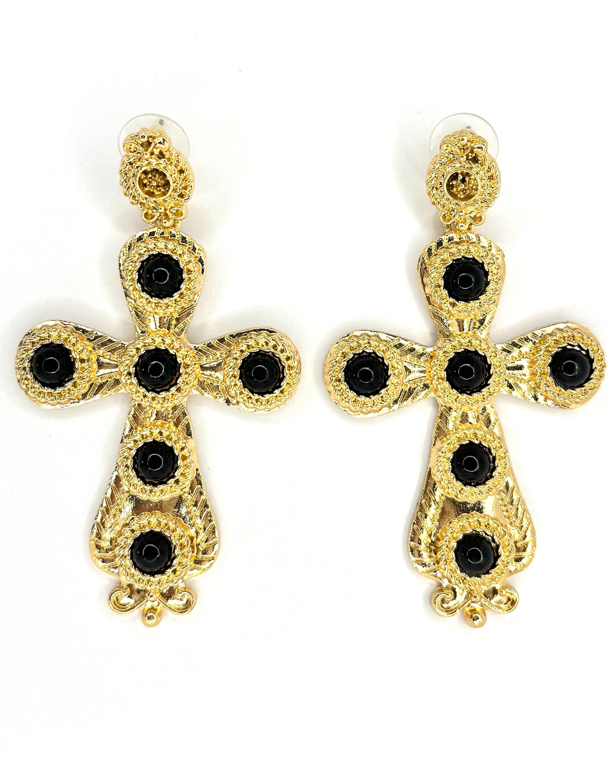 Los Santos Baroque Cross Gems Earrings