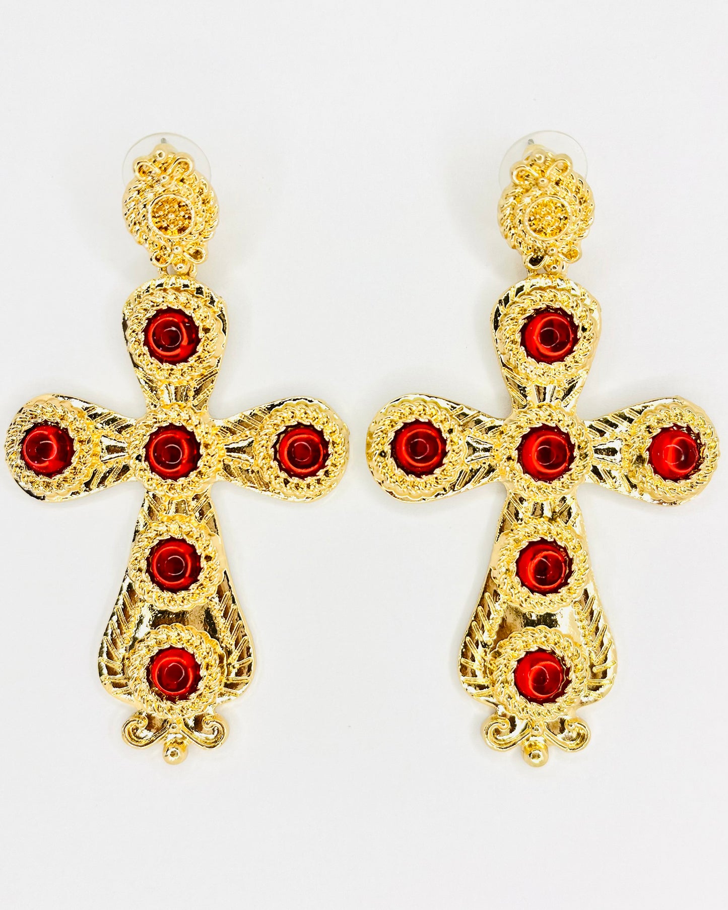 Los Santos Baroque Cross Gems Earrings