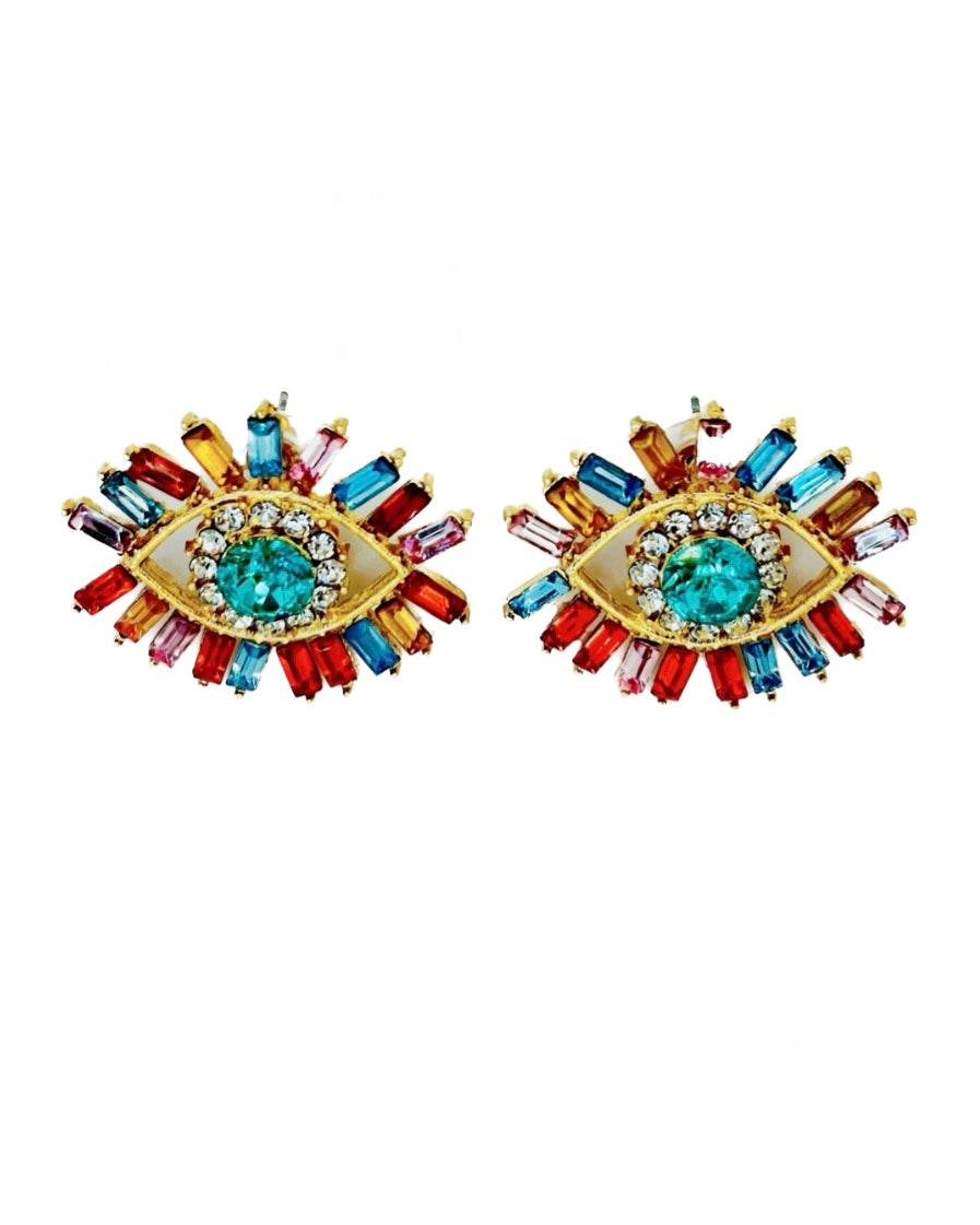 Embellished Eye Evil Earrings