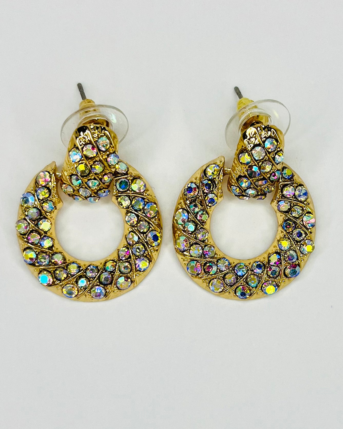 Iridescent Crystal Round Small Drop Earrings