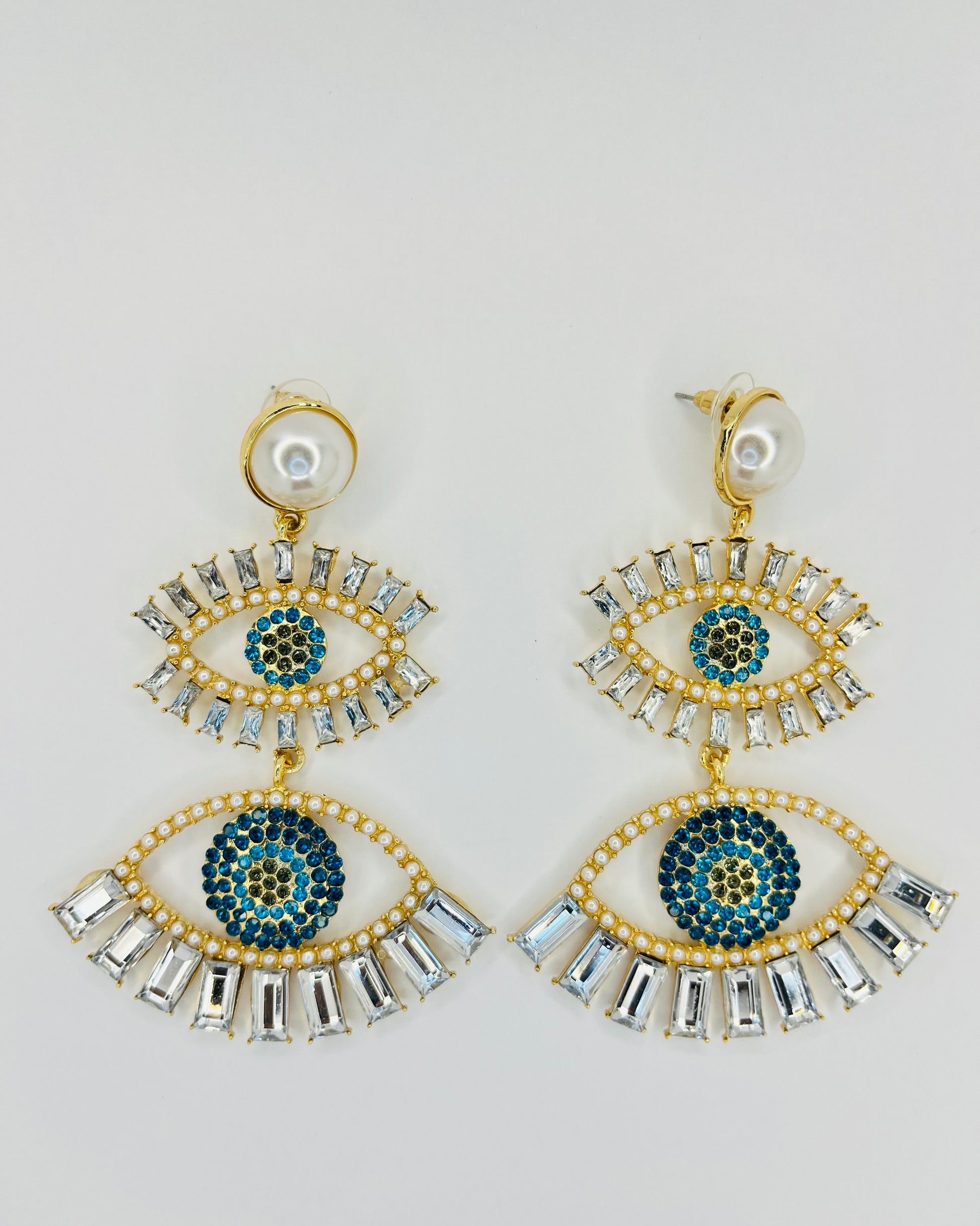 Embellished Eye Evil Drop Earrings XL